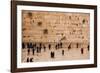 Elevated view of the Western Wall Plaza with people praying at the wailing wall, Jewish Quarter...-null-Framed Photographic Print