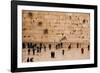 Elevated view of the Western Wall Plaza with people praying at the wailing wall, Jewish Quarter...-null-Framed Photographic Print