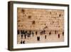 Elevated view of the Western Wall Plaza with people praying at the wailing wall, Jewish Quarter...-null-Framed Photographic Print