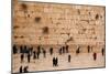 Elevated view of the Western Wall Plaza with people praying at the wailing wall, Jewish Quarter...-null-Mounted Photographic Print