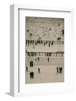 Elevated view of the Western Wall Plaza with people praying at the wailing wall, Jewish Quarter...-null-Framed Photographic Print