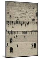 Elevated view of the Western Wall Plaza with people praying at the wailing wall, Jewish Quarter...-null-Mounted Photographic Print