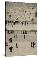 Elevated view of the Western Wall Plaza with people praying at the wailing wall, Jewish Quarter...-null-Stretched Canvas