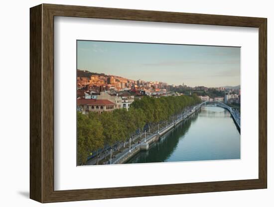 Elevated view of the Zubizuri bridge on Nervion River, Bilbao, Biscay Province, Basque Country R...-null-Framed Photographic Print