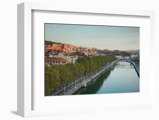 Elevated view of the Zubizuri bridge on Nervion River, Bilbao, Biscay Province, Basque Country R...-null-Framed Photographic Print