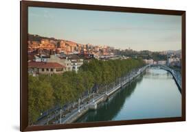 Elevated view of the Zubizuri bridge on Nervion River, Bilbao, Biscay Province, Basque Country R...-null-Framed Photographic Print