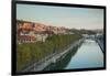 Elevated view of the Zubizuri bridge on Nervion River, Bilbao, Biscay Province, Basque Country R...-null-Framed Photographic Print