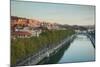 Elevated view of the Zubizuri bridge on Nervion River, Bilbao, Biscay Province, Basque Country R...-null-Mounted Photographic Print