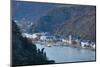 Elevated view of town along Rhine River, Sankt Goarshausen, Rhineland-Palatinate, Germany-null-Mounted Photographic Print