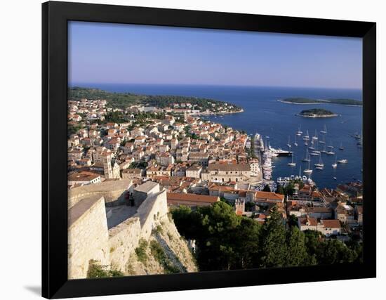 Elevated View of Town and Harbour, Hvar Town, Hvar Island, Dalmatia, Croatia-Gavin Hellier-Framed Photographic Print