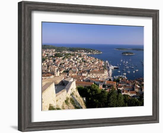 Elevated View of Town and Harbour, Hvar Town, Hvar Island, Dalmatia, Croatia-Gavin Hellier-Framed Photographic Print