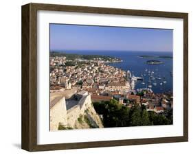 Elevated View of Town and Harbour, Hvar Town, Hvar Island, Dalmatia, Croatia-Gavin Hellier-Framed Photographic Print