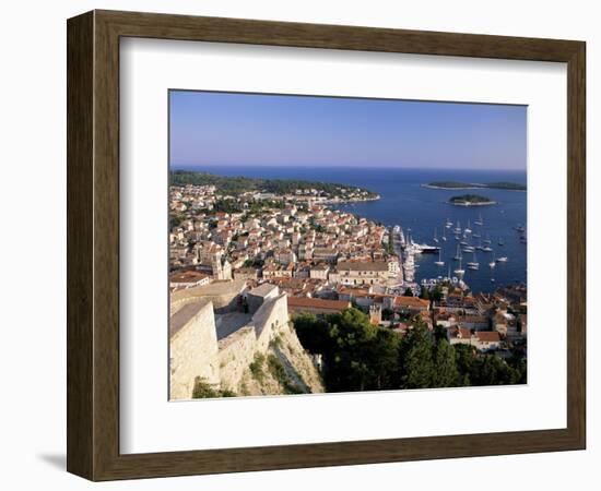 Elevated View of Town and Harbour, Hvar Town, Hvar Island, Dalmatia, Croatia-Gavin Hellier-Framed Photographic Print