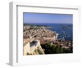 Elevated View of Town and Harbour, Hvar Town, Hvar Island, Dalmatia, Croatia-Gavin Hellier-Framed Photographic Print