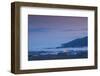 Elevated view of town covered with fog, Greymouth, West Coast, South Island, New Zealand-null-Framed Photographic Print