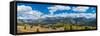 Elevated view of trees on landscape from Molas Pass on U.S. Route 550, Silverton, San Juan Mount...-null-Framed Stretched Canvas