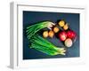 Elevated view of various types of onions-null-Framed Photographic Print