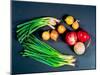Elevated view of various types of onions-null-Mounted Photographic Print