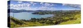 Elevated View over Akaroa, Banks Peninsular, Canterbury, South Island, New Zealand-Doug Pearson-Stretched Canvas