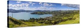 Elevated View over Akaroa, Banks Peninsular, Canterbury, South Island, New Zealand-Doug Pearson-Stretched Canvas