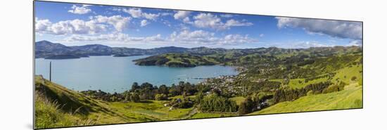 Elevated View over Akaroa, Banks Peninsular, Canterbury, South Island, New Zealand-Doug Pearson-Mounted Photographic Print