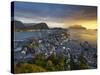 Elevated View over Alesund at Sunset, Sunnmore, More Og Romsdal, Norway-Doug Pearson-Stretched Canvas