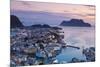 Elevated View over Alesund Illuminated at Dusk-Doug Pearson-Mounted Photographic Print