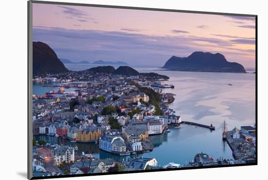 Elevated View over Alesund Illuminated at Dusk-Doug Pearson-Mounted Photographic Print