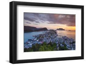 Elevated View over Alesund Illuminated at Sunset-Doug Pearson-Framed Photographic Print