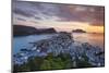 Elevated View over Alesund Illuminated at Sunset-Doug Pearson-Mounted Photographic Print