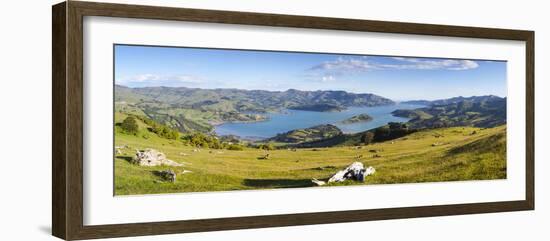 Elevated View over Banks Peninsular, Canterbury, South Island, New Zealand-Doug Pearson-Framed Photographic Print