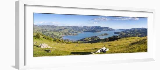 Elevated View over Banks Peninsular, Canterbury, South Island, New Zealand-Doug Pearson-Framed Photographic Print