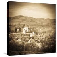 Elevated View over Biertan at Sunset, Biertan, Nr, Sighisoara, Transylvania, Romania-Doug Pearson-Stretched Canvas