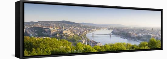 Elevated View over Budapest and the River Danube, Budapest, Hungary-Doug Pearson-Framed Stretched Canvas