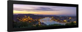 Elevated View over Budapest and the River Danube Illuminated at Sunset, Budapest, Hungary-Doug Pearson-Framed Photographic Print