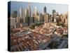 Elevated View over Chinatown, the New Buddha Tooth Relic Temple and Modern City Skyline, Singapore-Gavin Hellier-Stretched Canvas