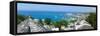 Elevated View over City and Coastline, Ocho Rios, St. Ann Parish, Jamaica, Caribbean-Doug Pearson-Framed Stretched Canvas