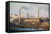 Elevated View over City Skyline, Pyongyang, Democratic People's Republic of Korea (DPRK), N. Korea-Gavin Hellier-Framed Stretched Canvas