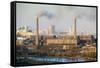 Elevated View over City Skyline, Pyongyang, Democratic People's Republic of Korea (DPRK), N. Korea-Gavin Hellier-Framed Stretched Canvas