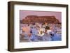 Elevated View over Colorful Houses of the Blue City Towards Meherangarh Fort-Doug Pearson-Framed Photographic Print