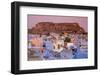 Elevated View over Colorful Houses of the Blue City Towards Meherangarh Fort-Doug Pearson-Framed Photographic Print