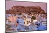 Elevated View over Colorful Houses of the Blue City Towards Meherangarh Fort-Doug Pearson-Mounted Photographic Print