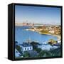 Elevated View over Devenport Towards Cbd, Auckland, New Zealand-Doug Pearson-Framed Stretched Canvas