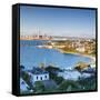 Elevated View over Devenport Towards Cbd, Auckland, New Zealand-Doug Pearson-Framed Stretched Canvas