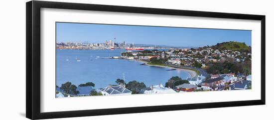 Elevated View over Devenport Towards Cbd Illuminated at Dawn, Auckland, New Zealand-Doug Pearson-Framed Photographic Print