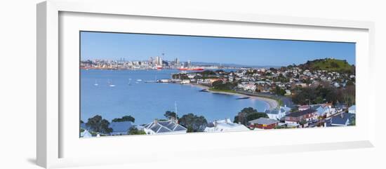 Elevated View over Devenport Towards Cbd Illuminated at Dawn, Auckland, New Zealand-Doug Pearson-Framed Photographic Print