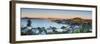 Elevated View over Devenport Towards Cbd Illuminated at Sunrise, Auckland, New Zealand-Doug Pearson-Framed Photographic Print