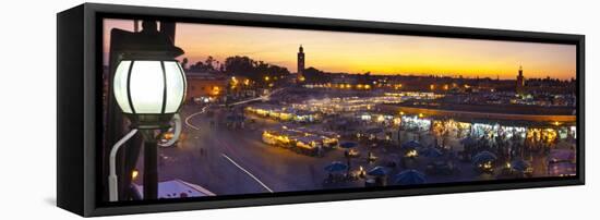 Elevated View over Djemaa El-Fna Square at Sunset, Marrakesh, Morocco-Doug Pearson-Framed Stretched Canvas