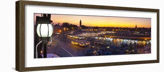 Elevated View over Djemaa El-Fna Square at Sunset, Marrakesh, Morocco-Doug Pearson-Framed Photographic Print