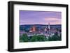 Elevated View over Donauworth Old Town Illuminated at Sunset, Donauworth, Swabia, Bavaria, Germany-Doug Pearson-Framed Photographic Print